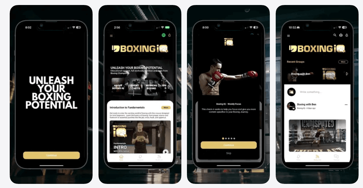 Screens from the Boxing IQ app